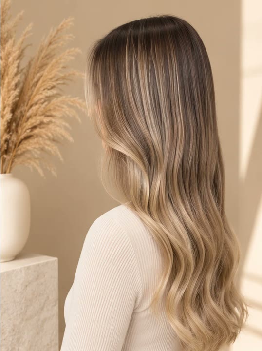 Side profile of long ombré waves